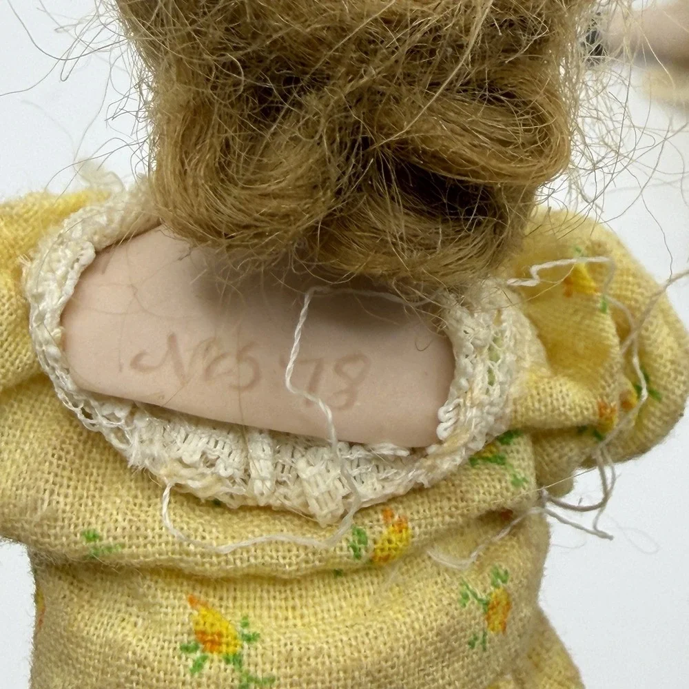 3‎ Miniature Porcelain Bisque & Fabric Dollhouse Dolls 5.75